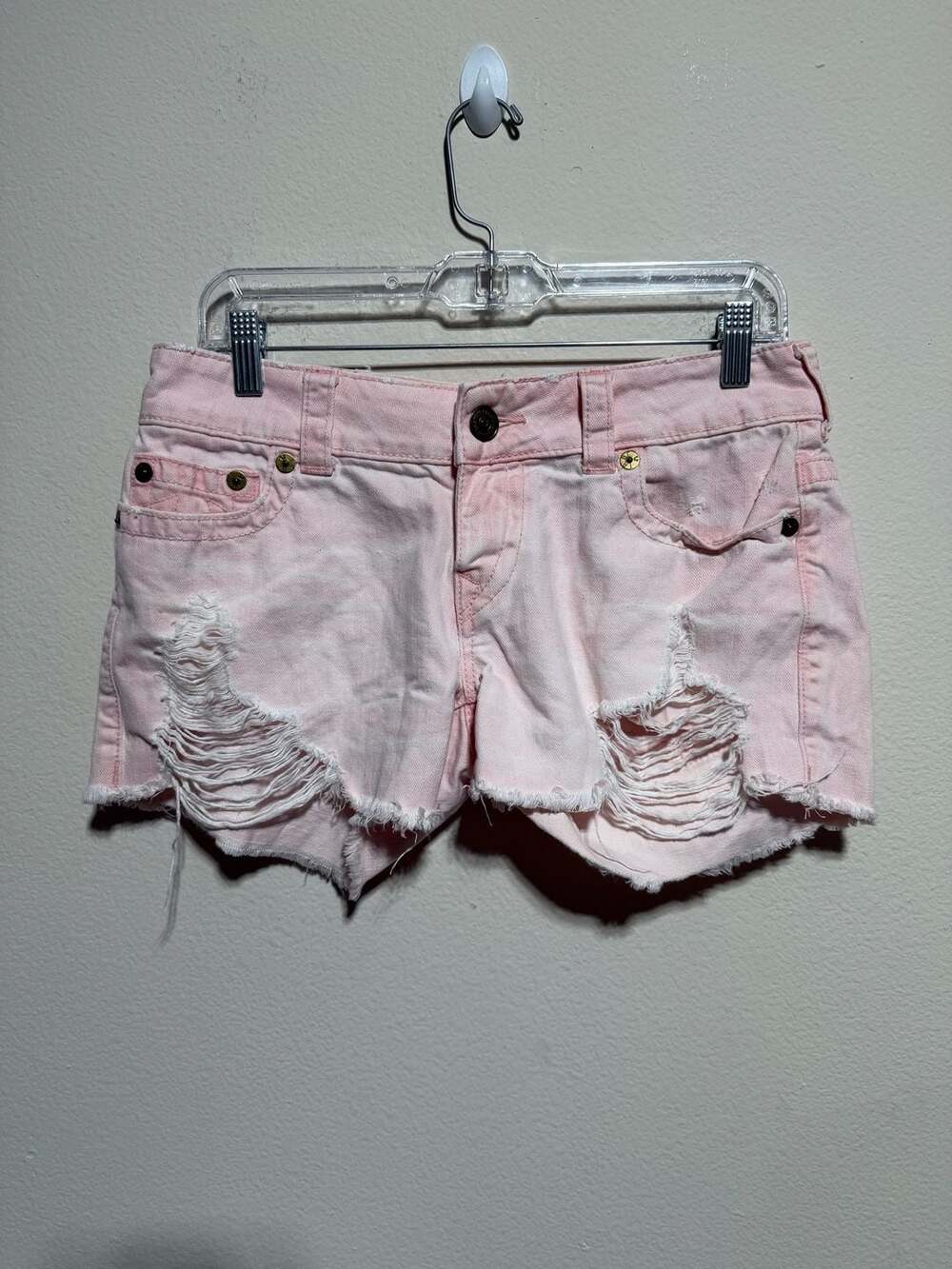 True Religion Keira Low Rise Distressed Denim Shorts